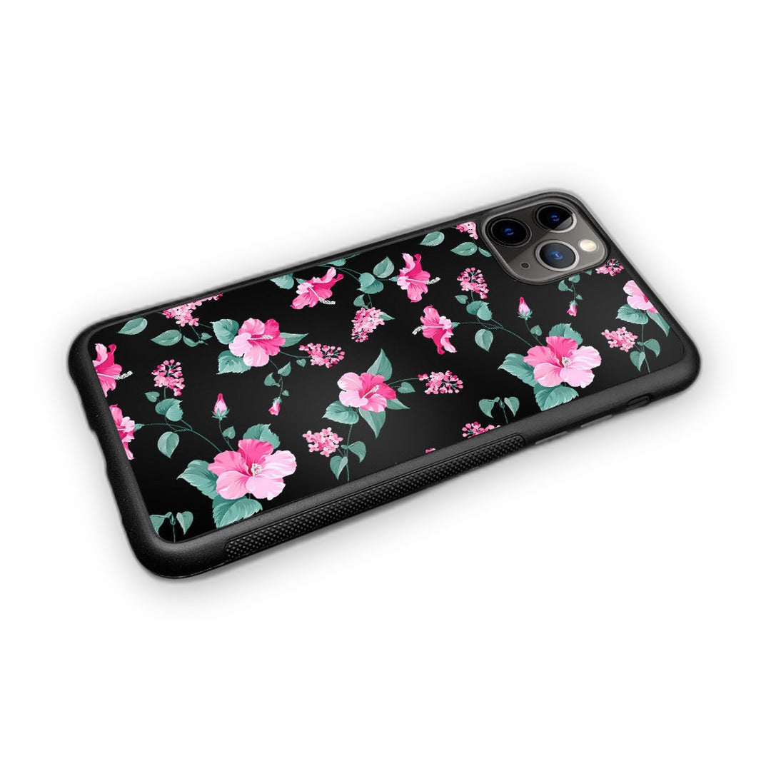 Sk Hibiscus Blush Black Glass iPhone Case for iPhone 11 Pro Max | Macmerise