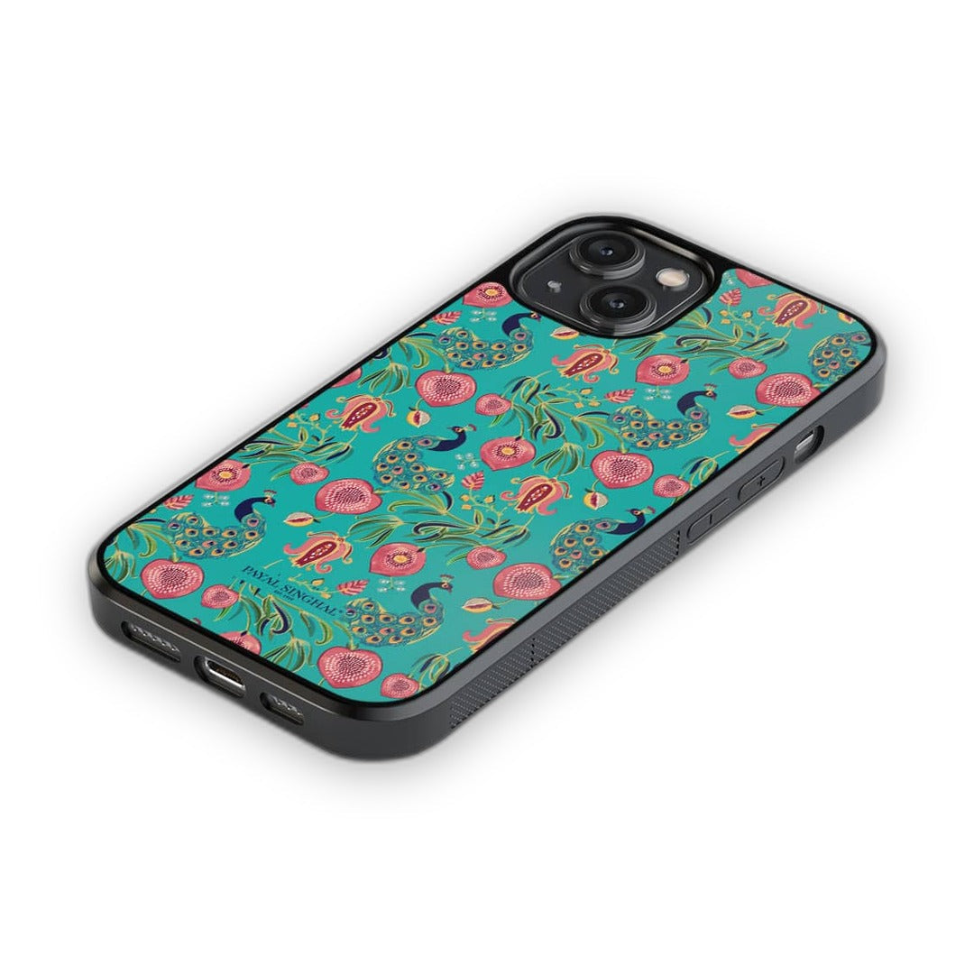 Payal Singhal Anaar and Mor iPhone 14 Cover Teal - back view | Macmerise