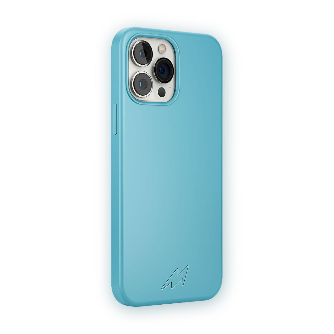 Basics iPhone 13 Pro Max Silicone Case Sky Blue - side view | Macmerise