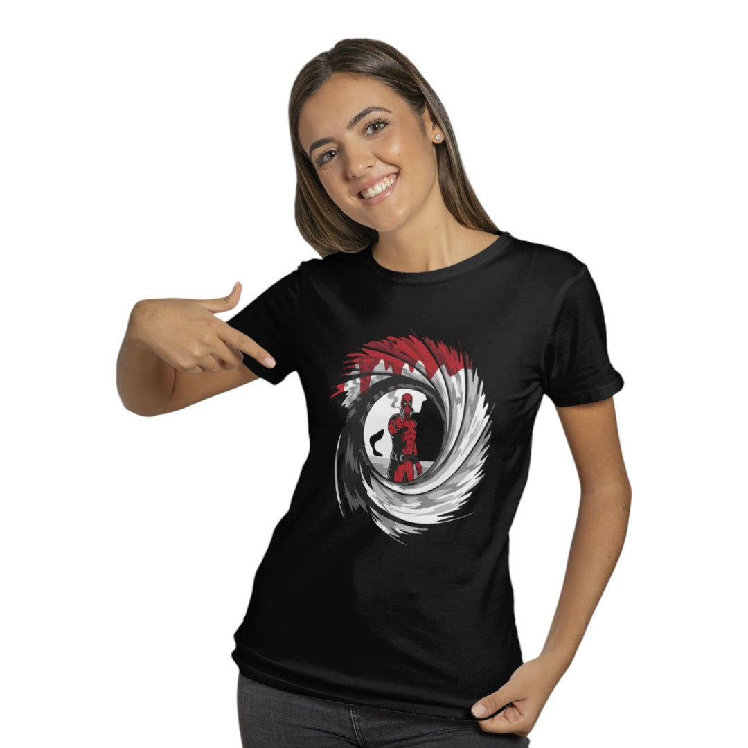 Marvel Golden Eye Deadpool Black T-Shirt - detail 2 view | Macmerise