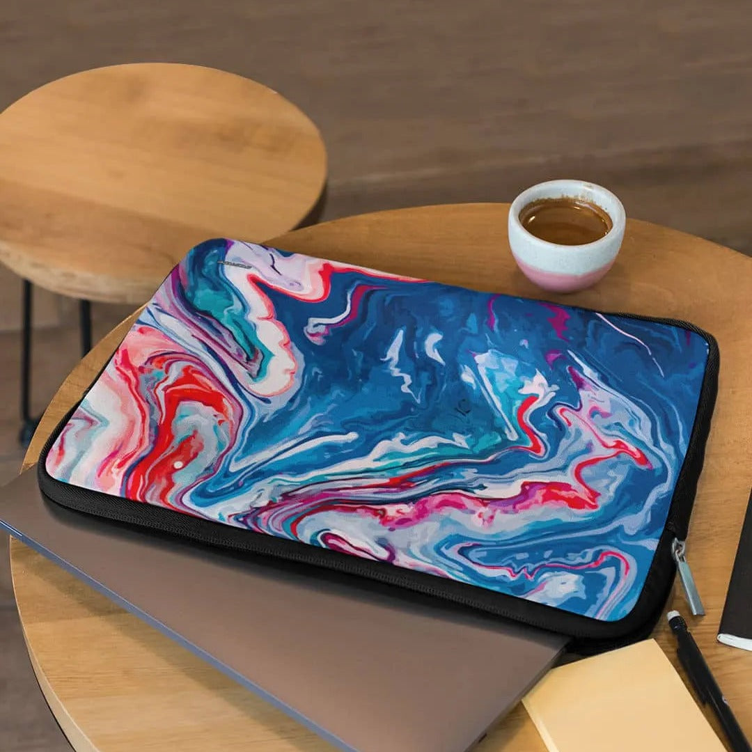 Liquid Funk Laptop Sleeve Blue - back view | Macmerise