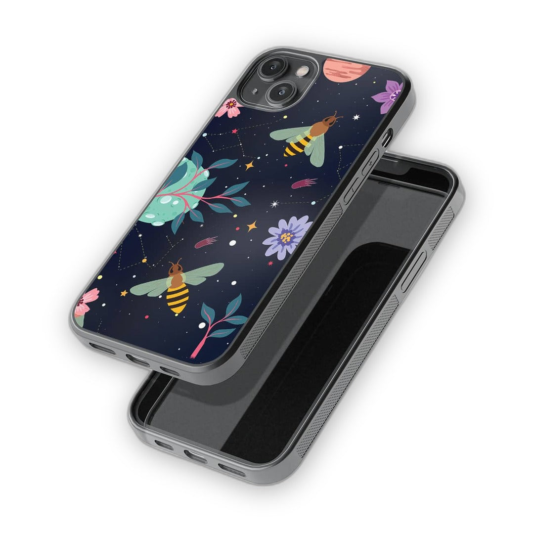 Space Bees Glass iPhone Case for iPhone 14 Plus | Macmerise