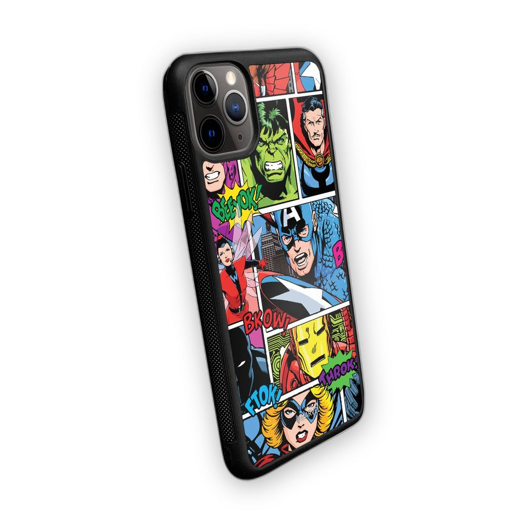 Comic Superheroes Mashup Glass iPhone Case for iPhone 11 Pro Max | Macmerise