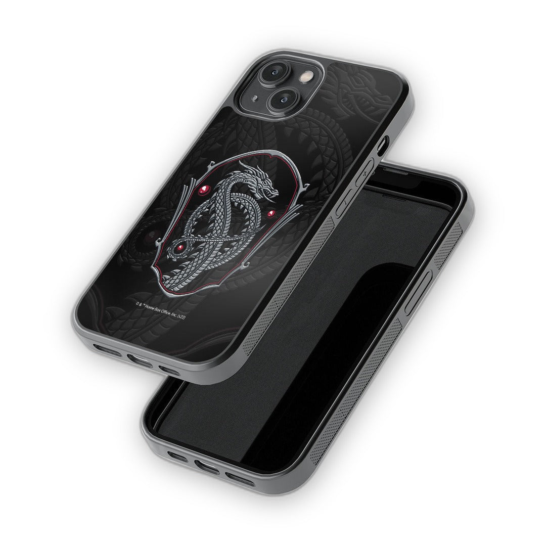 Silver Dragon Crest Glass iPhone Case for iPhone 14 | Macmerise
