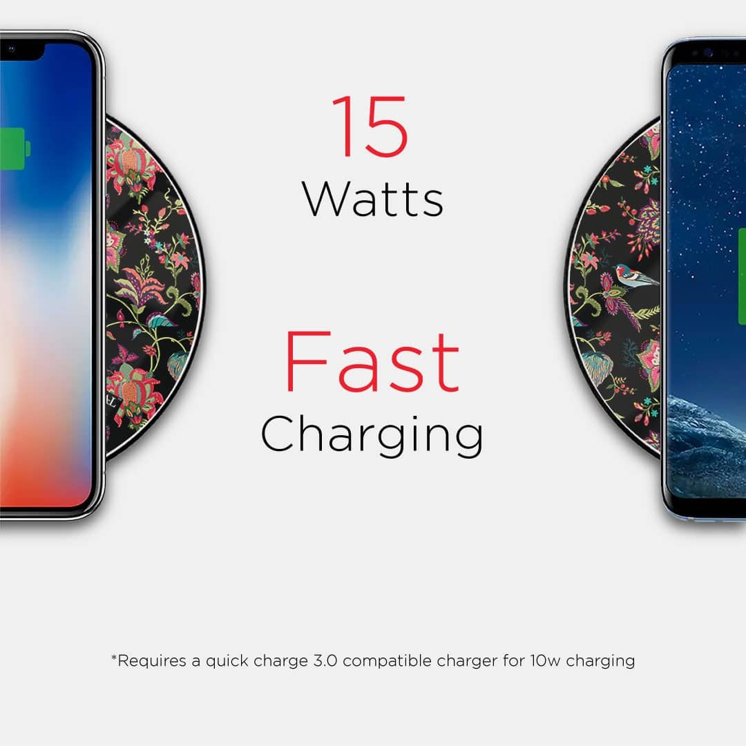 Payal Singhal Chidiya Black Wireless Charger 15w Glass | Macmerise