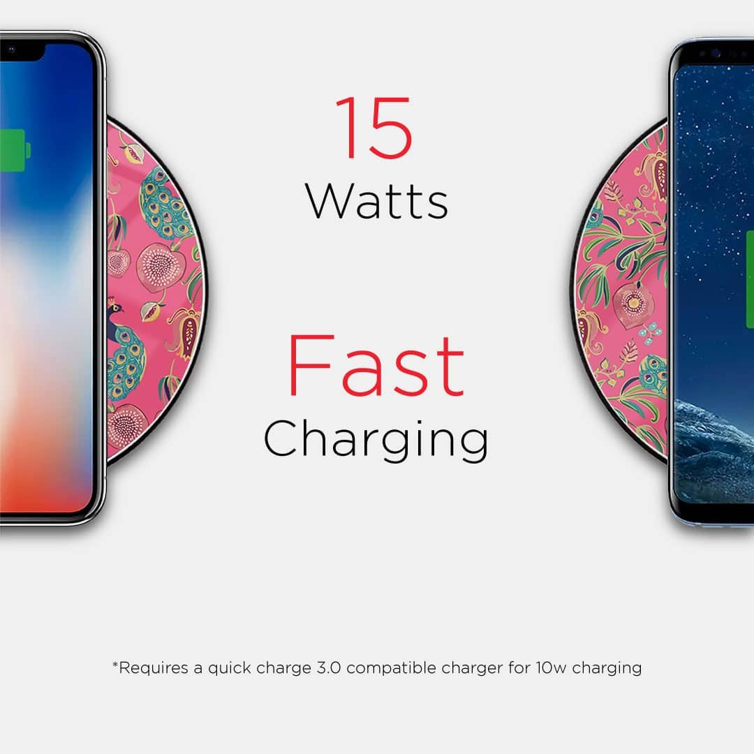 Payal Singhal Anaar and Mor Wireless Charger - 15W Pink - detail view | Macmerise