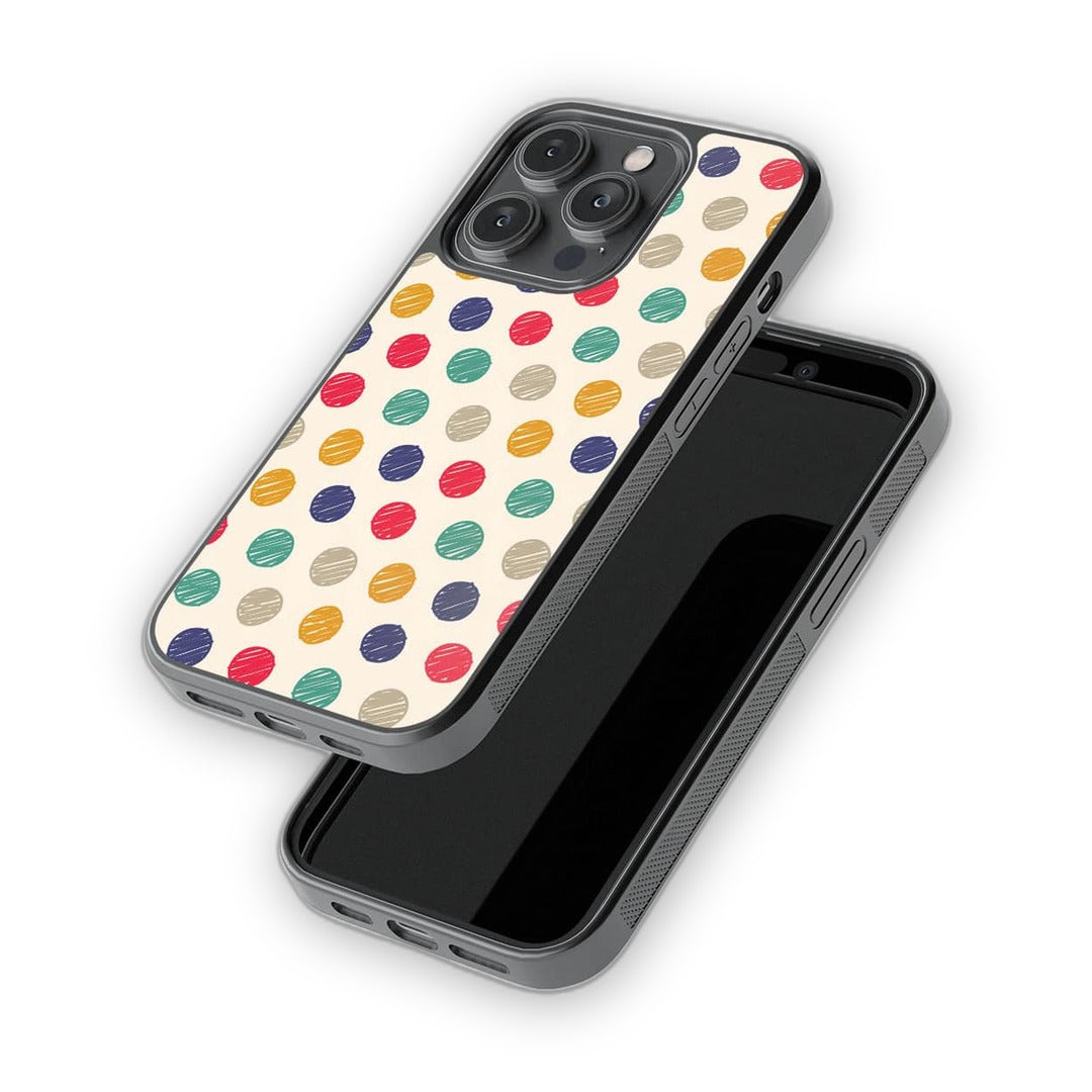 Polka Dot Scribbles Glass iPhone Case for iPhone 14 Pro | Macmerise