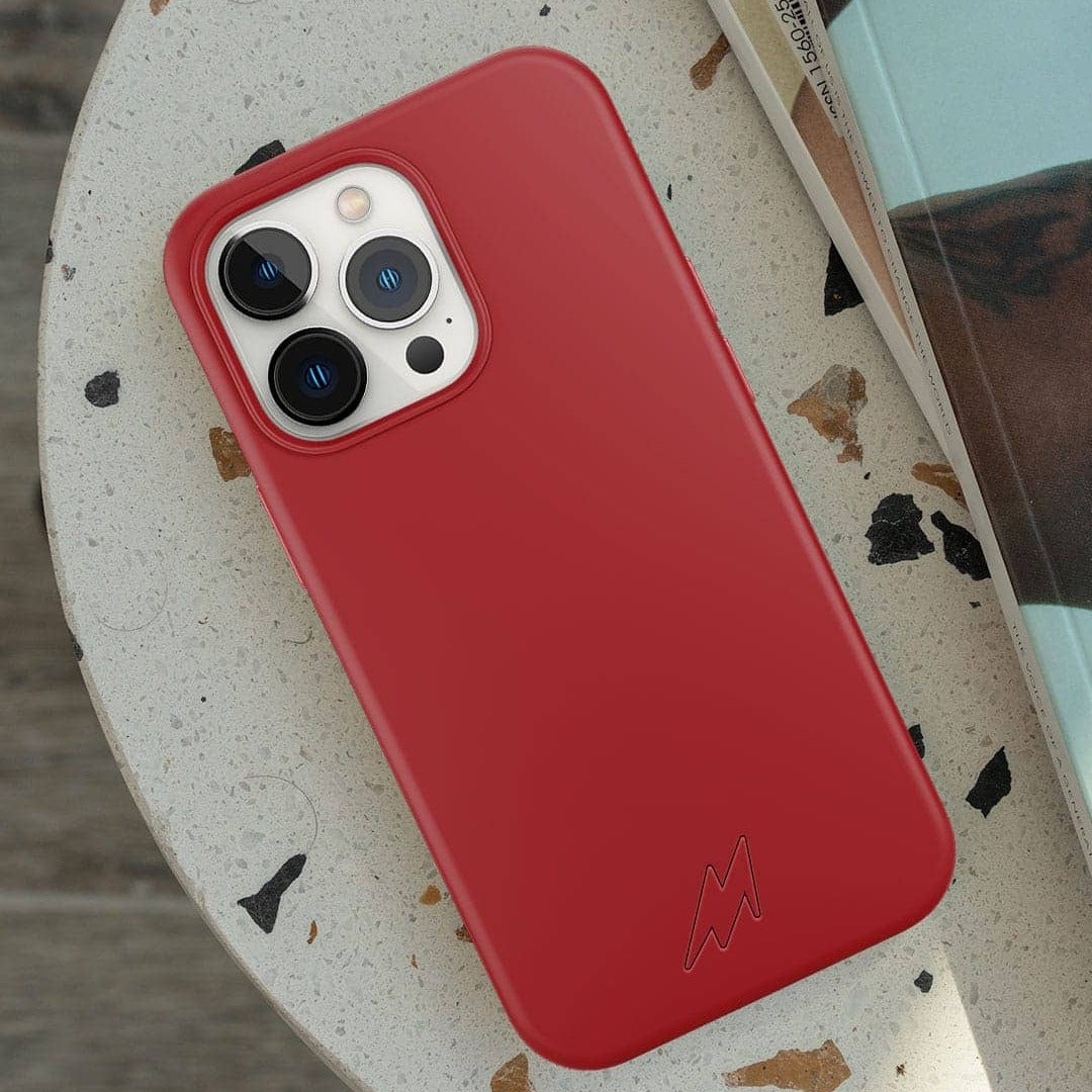 Basics iPhone 13 Pro Silicone Case Red - angle view | Macmerise