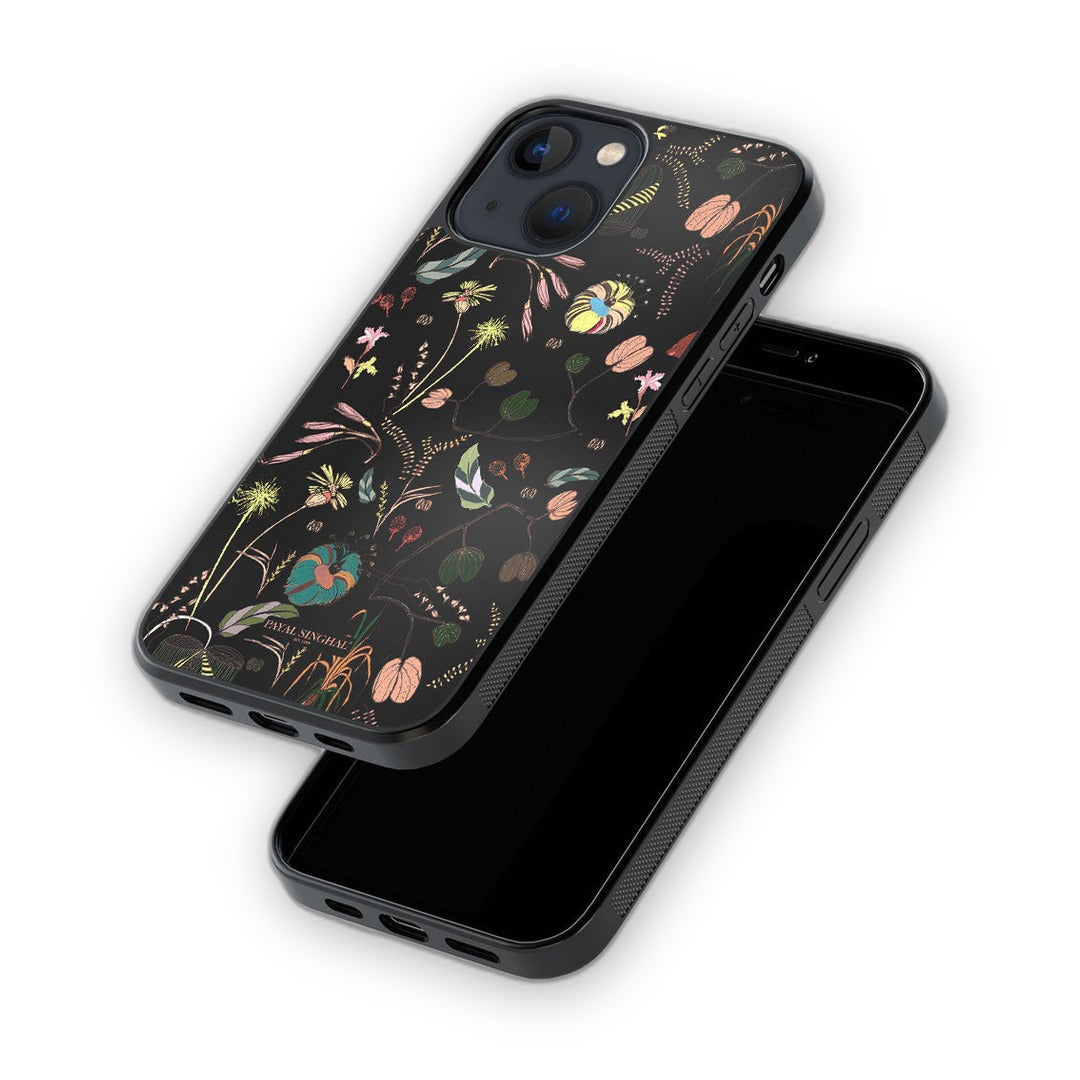 Payal Singhal Gunmetal Black Glass iPhone Case for iPhone 13 | Macmerise