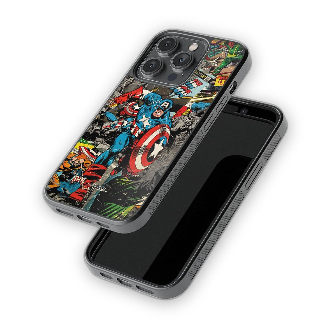 Comic Captain America Glass iPhone Case for iPhone 14 Pro | Macmerise