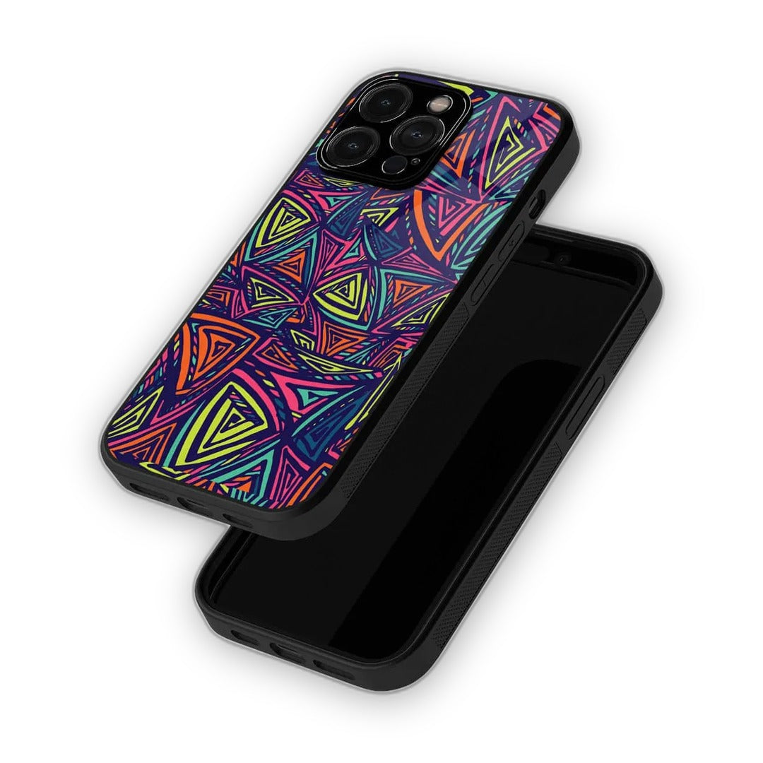 Neon Angles Glass iPhone Case for iPhone 15 Pro Max | Macmerise