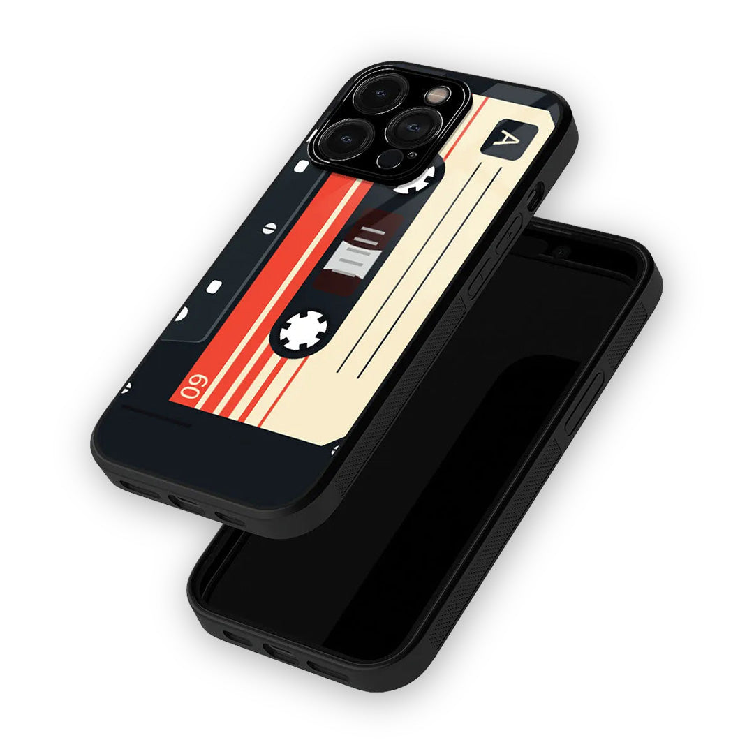 Cassette Black Glass iPhone Case for iPhone 15 Pro | Macmerise
