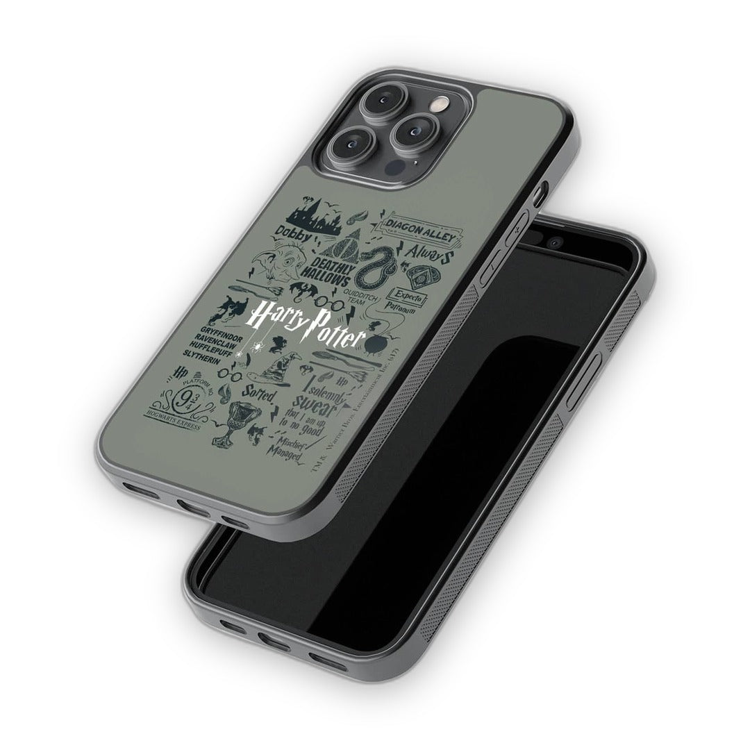 Harry Potter Infographic Grey Glass iPhone Case for iPhone 14 Pro Max | Macmerise