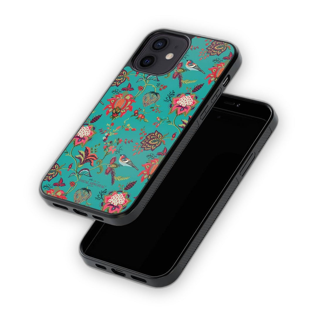 Payal Singhal Chidiya Teal Glass iPhone Case for iPhone 12 | Macmerise