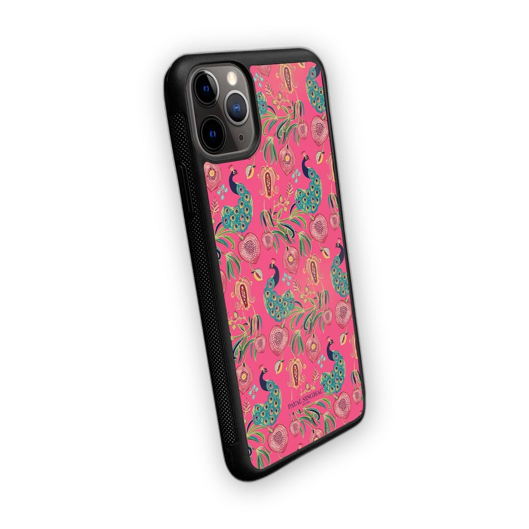 Payal Singhal Anaar and Mor Pink Glass iPhone Case for iPhone 11 Pro | Macmerise