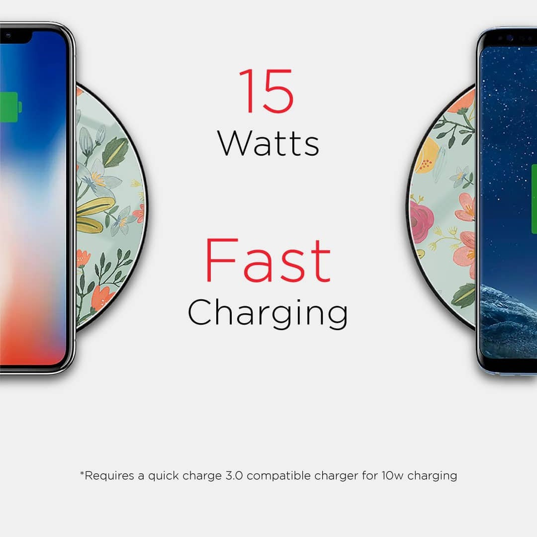 Payal Singhal Aqua Handpainted Flower Wireless Charger 15w Glass | Macmerise