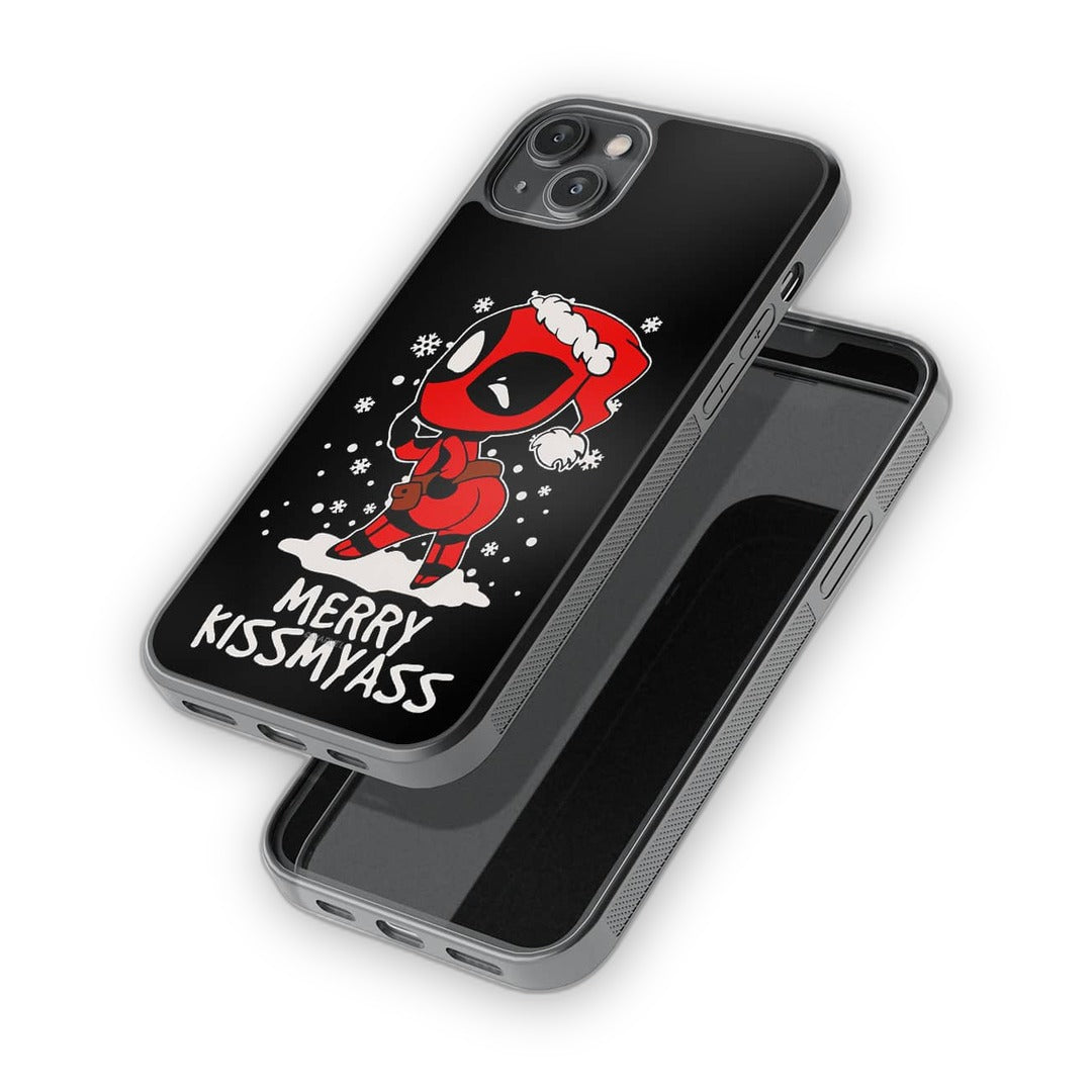 Merry Deadpool Glass iPhone Case for iPhone 14 Plus | Macmerise