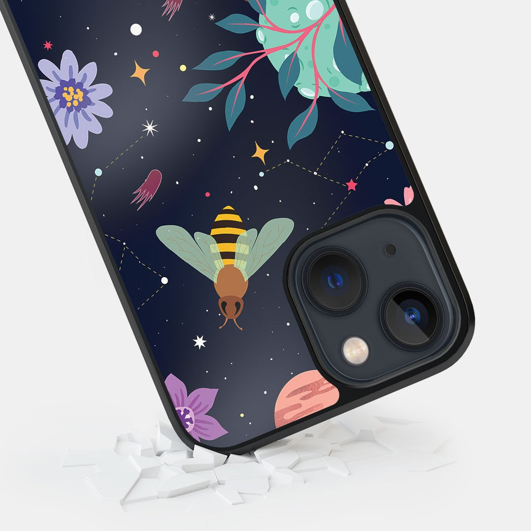 Space Bees Glass iPhone Case for iPhone 13 Mini | Macmerise