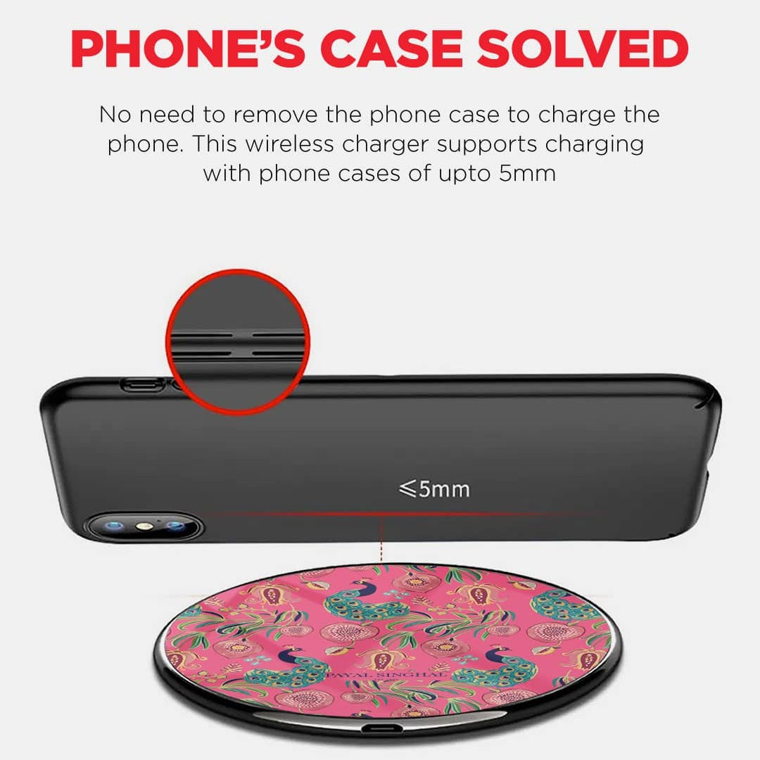 Payal Singhal Anaar and Mor Wireless Charger - 15W Pink - detail view | Macmerise