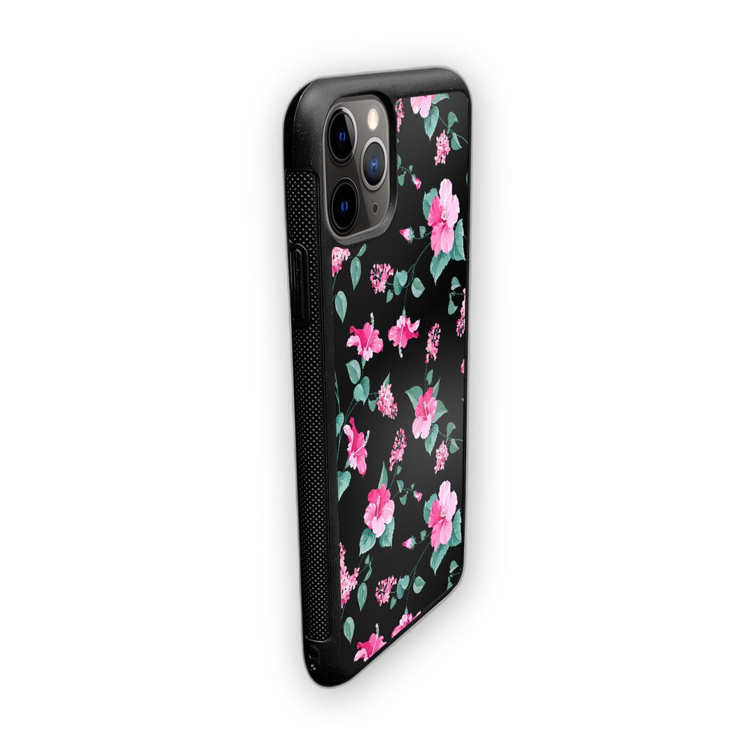 Sk Hibiscus Blush Black Glass iPhone Case for iPhone 11 Pro Max | Macmerise