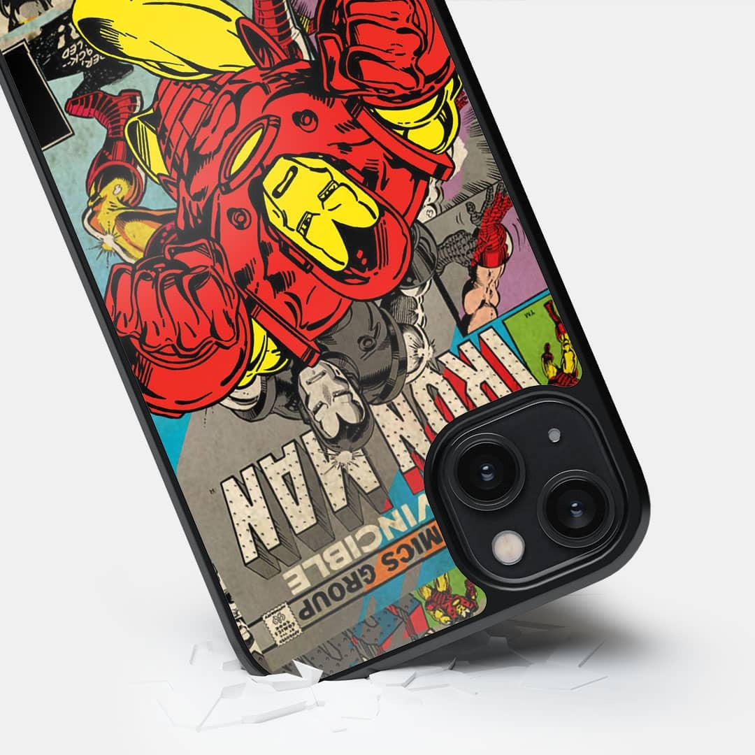 Comic Iron Man Glass iPhone Case for iPhone 14 Plus | Macmerise