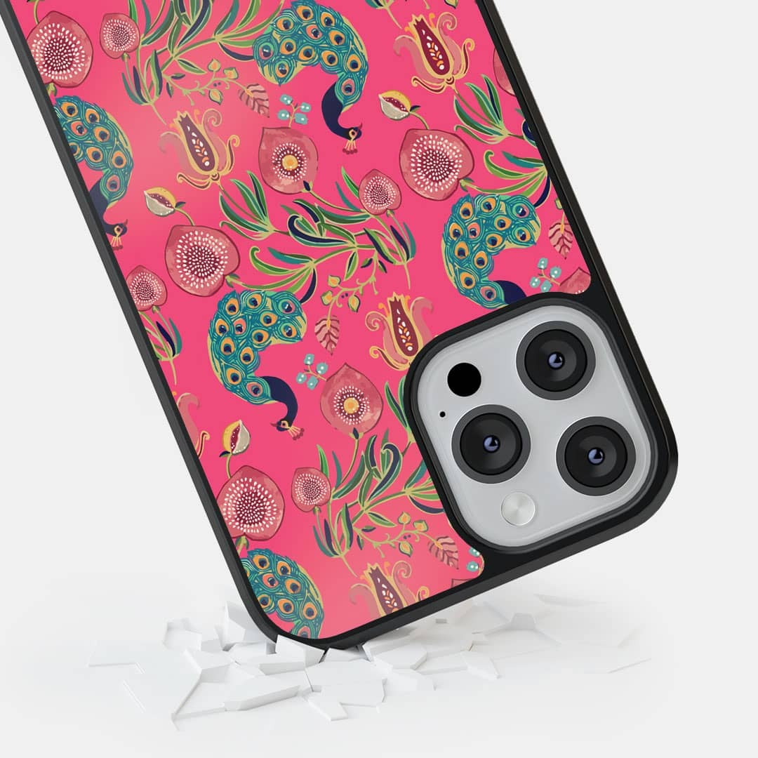 Payal Singhal Anaar and Mor Pink Glass iPhone Case for iPhone 12 Pro | Macmerise