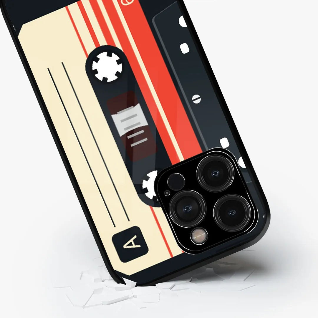 Cassette Black Glass iPhone Case for iPhone 15 Pro | Macmerise