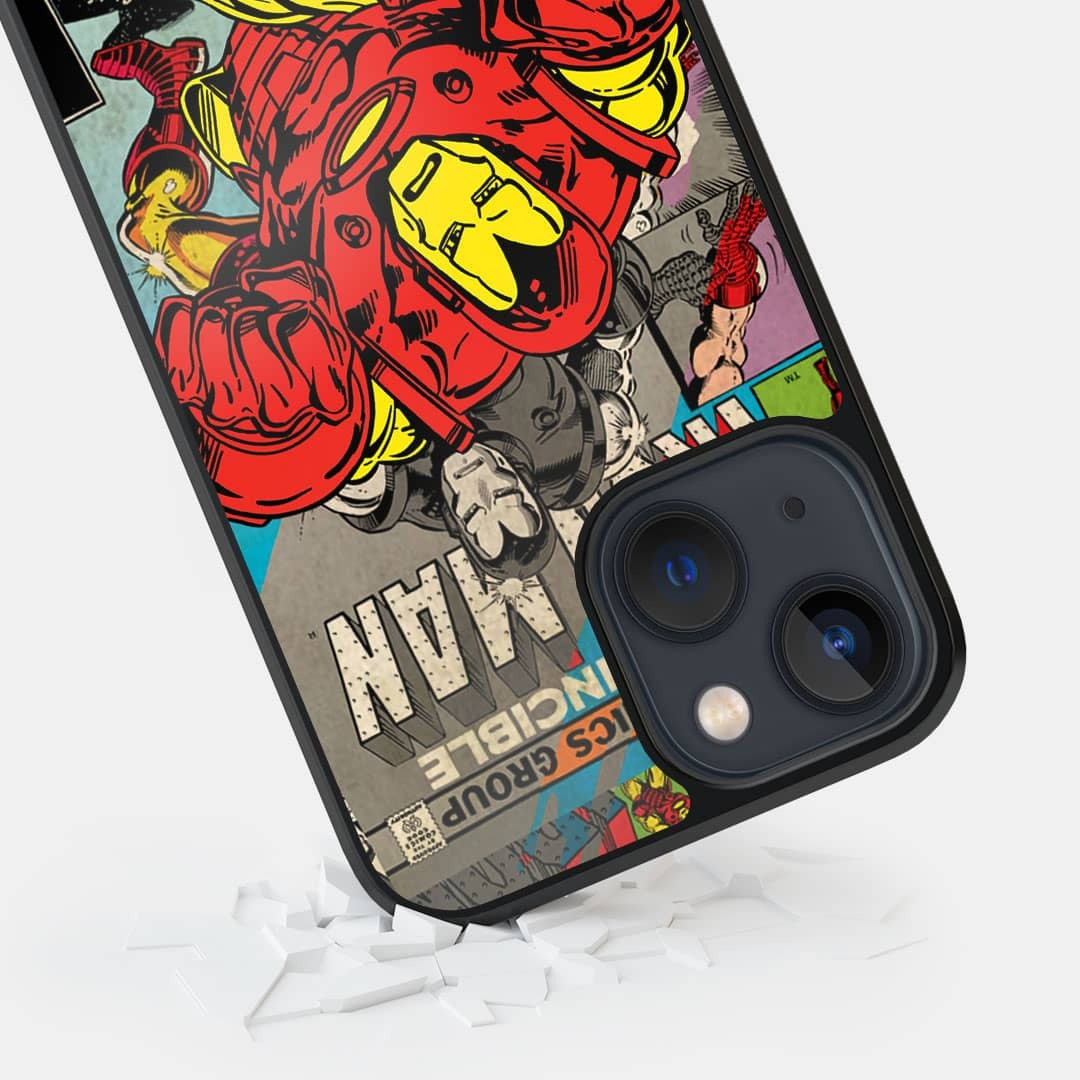 Comic Iron Man Glass iPhone Case for iPhone 13 Mini | Macmerise