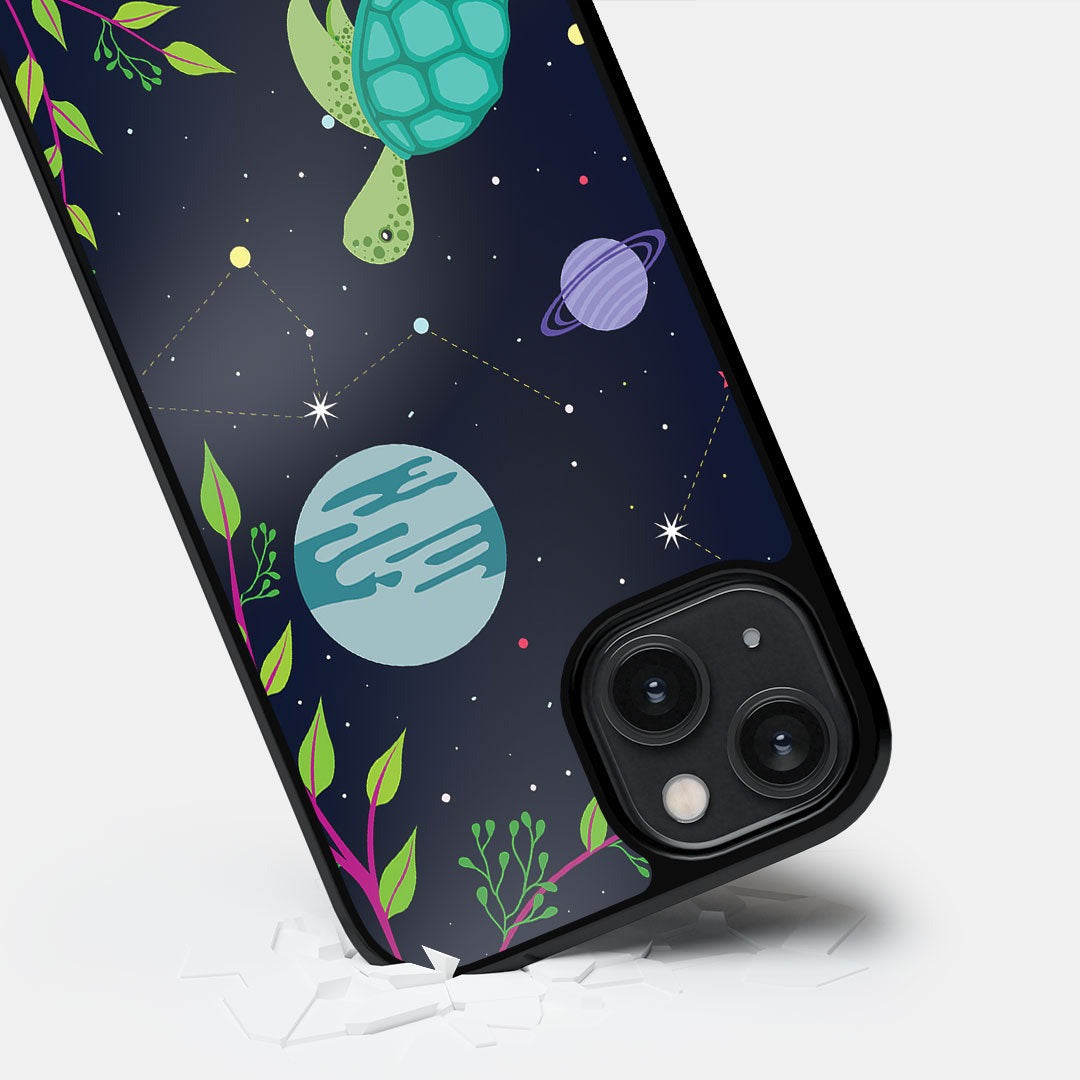 Space Turtle Glass iPhone Case for iPhone 14 | Macmerise