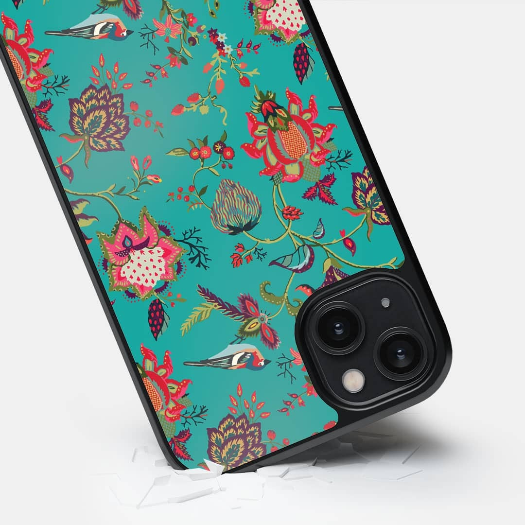 Payal Singhal Chidiya iPhone 14 Plus Cover Teal - detail view | Macmerise