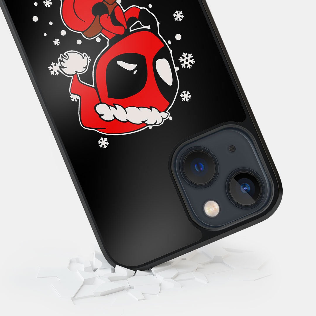 Merry Deadpool Glass iPhone Case for iPhone 13 Mini | Macmerise