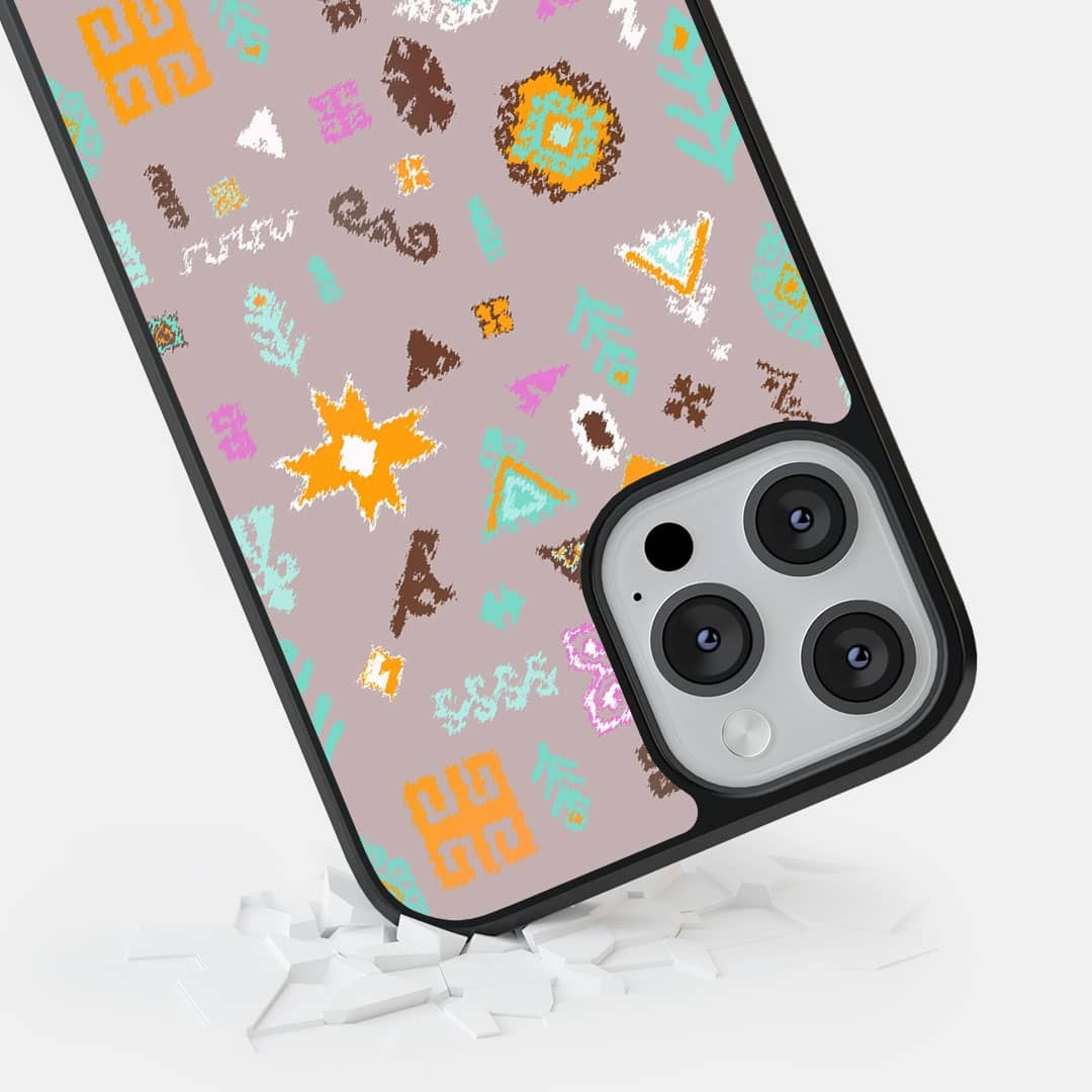 Payal Singhal Bandhani Kilim Lavender Orange Glass iPhone Case for iPhone 13 Pro Max | Macmerise