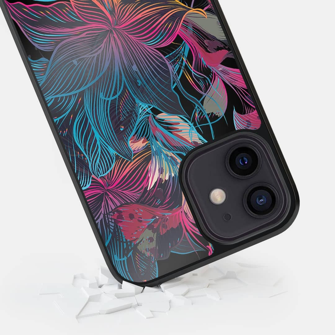 Neon Flowers Glass iPhone Case for iPhone 12 Mini | Macmerise