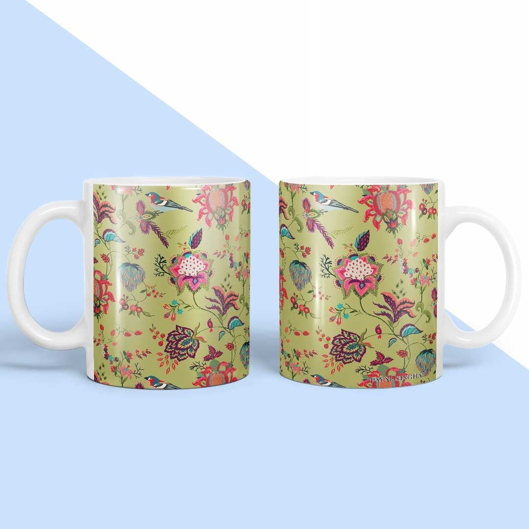 Payal Singhal Chidiya Coffee Mug Olive - detail view | Macmerise