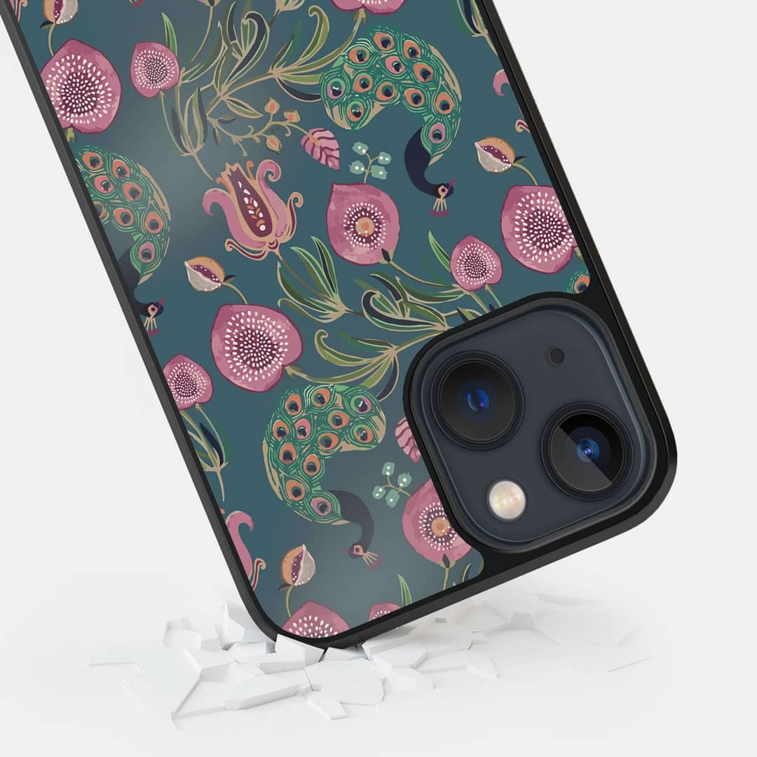 Payal Singhal Anaar and Mor Blue Glass iPhone Case for iPhone 13 Mini | Macmerise