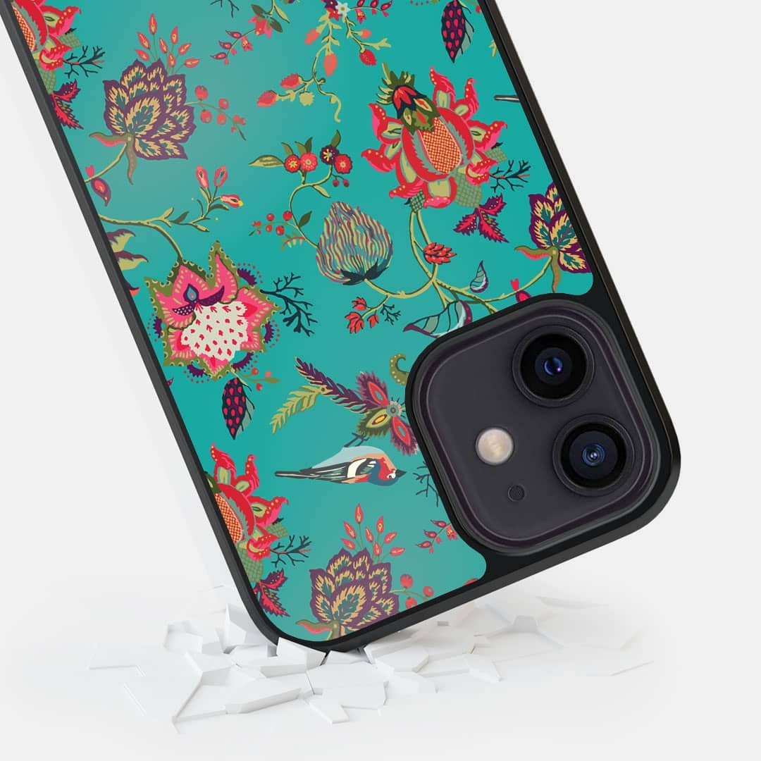 Payal Singhal Chidiya Teal Glass iPhone Case for iPhone 12 | Macmerise