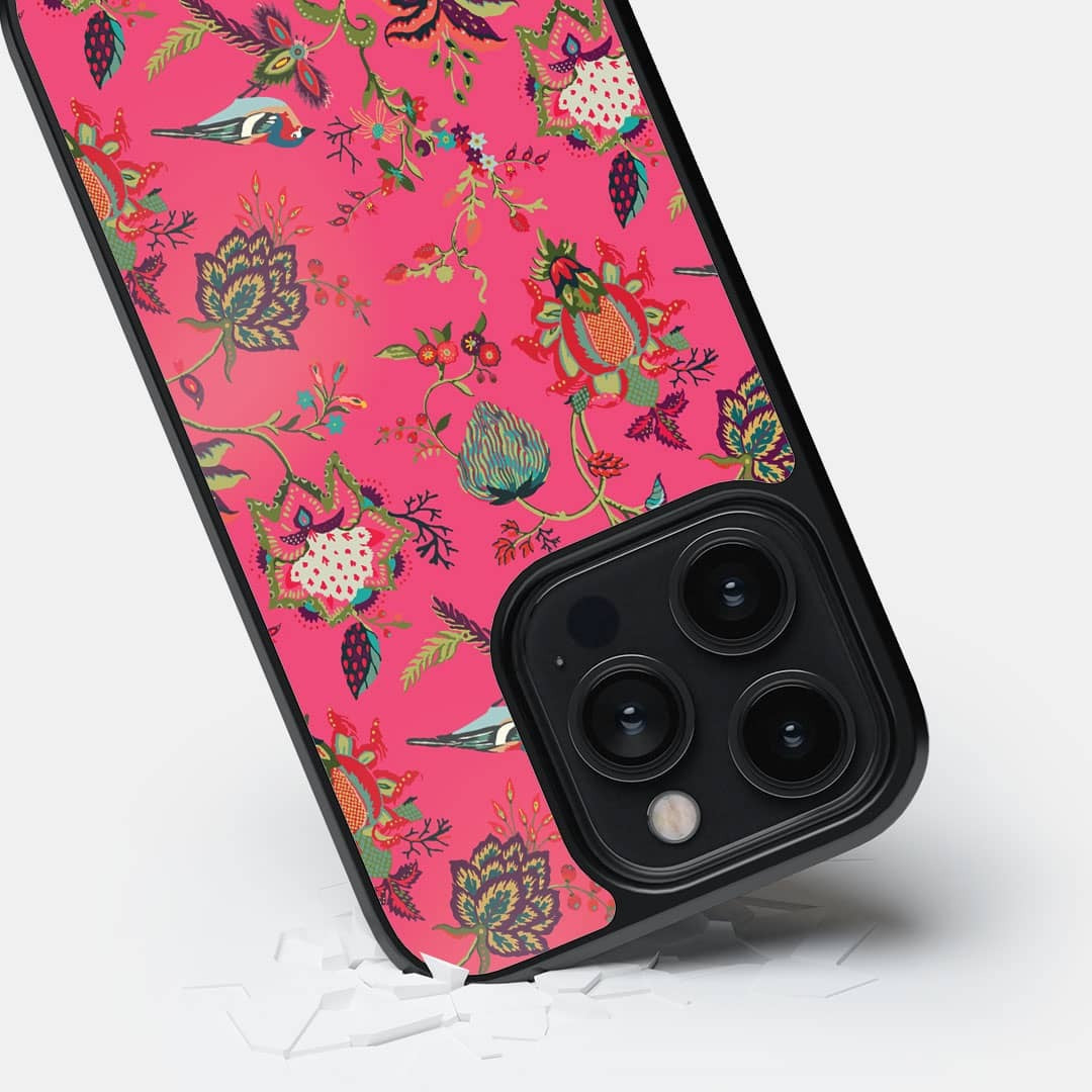 Payal Singhal Chidiya Pink Glass iPhone Case for iPhone 14 Pro | Macmerise