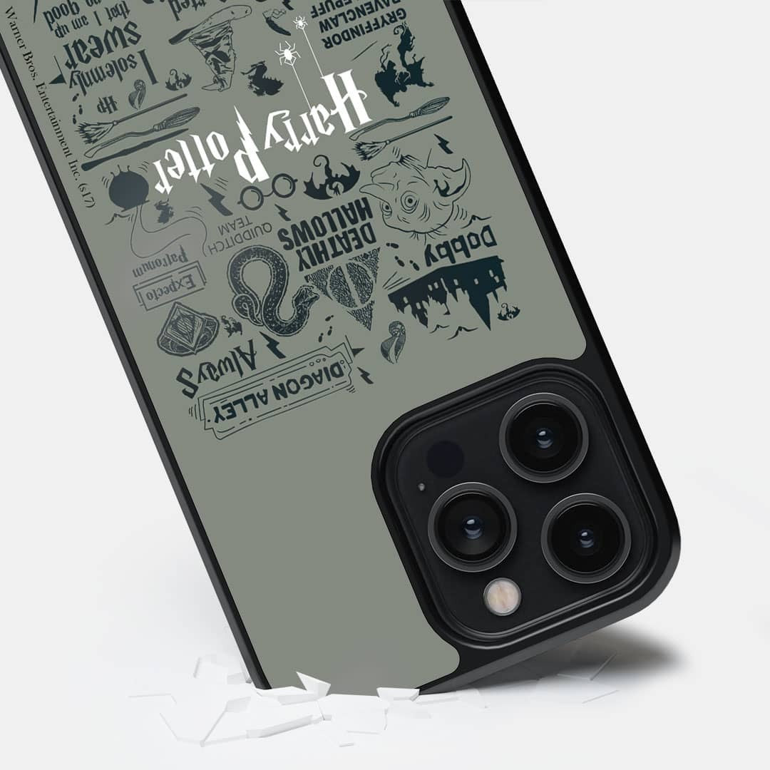 Harry Potter Infographic Grey Glass iPhone Case for iPhone 14 Pro Max | Macmerise