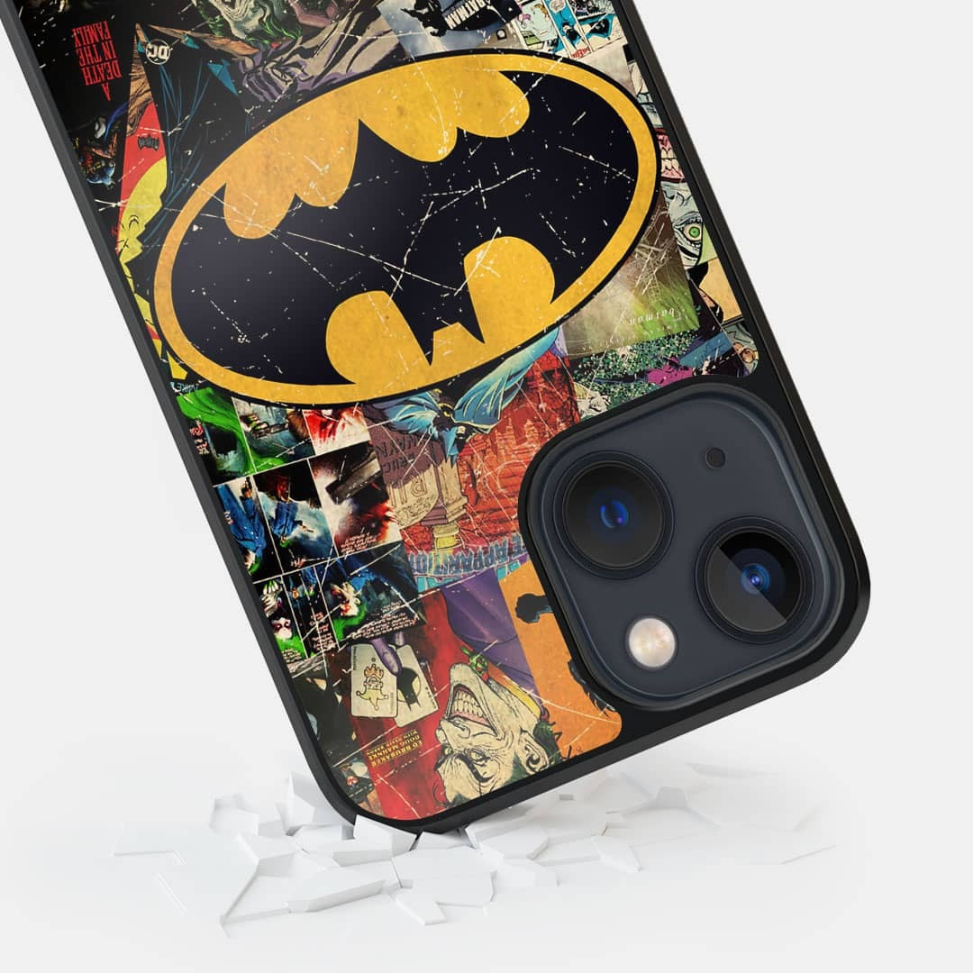 Comic Bat Glass iPhone Case for iPhone 13 Mini | Macmerise