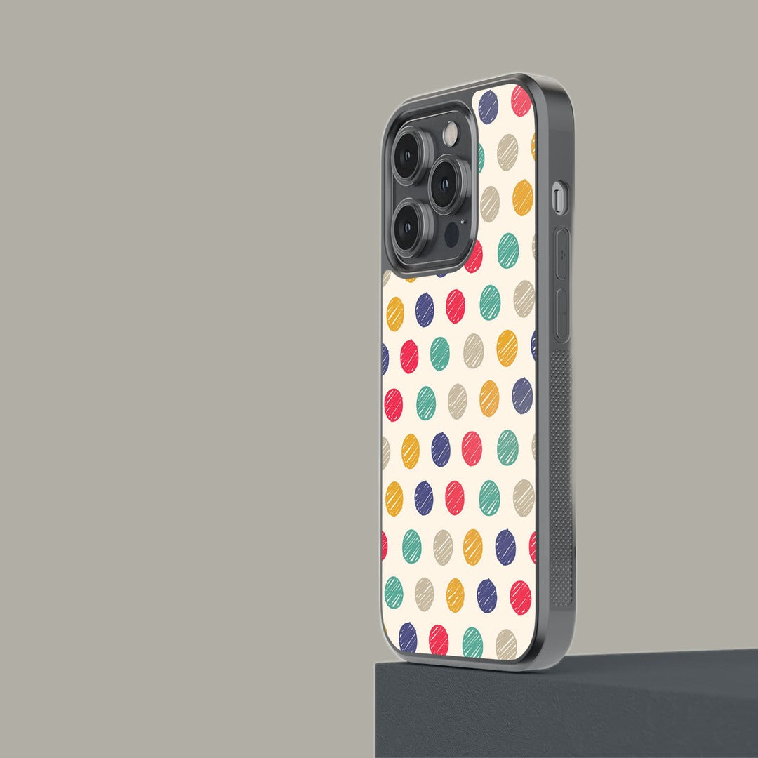 Polka Dot Scribbles Glass iPhone Case for iPhone 14 Pro | Macmerise