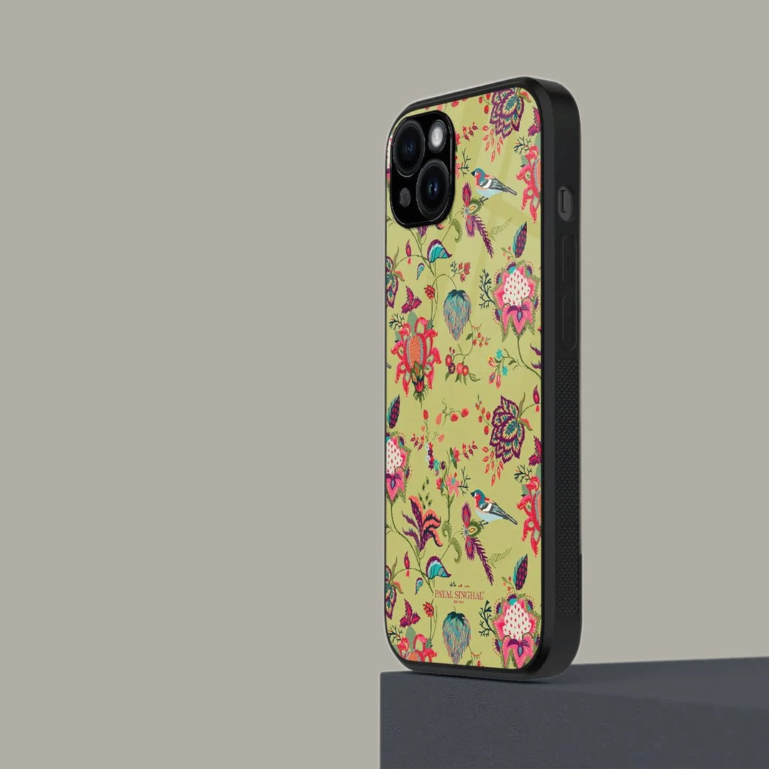 Payal Singhal Chidiya Olive Glass iPhone Case for iPhone 14 Plus | Macmerise