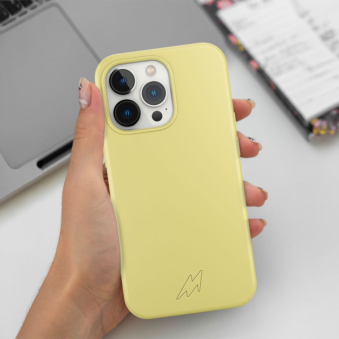 Basics iPhone 13 Pro Silicone Case Yellow - front view | Macmerise