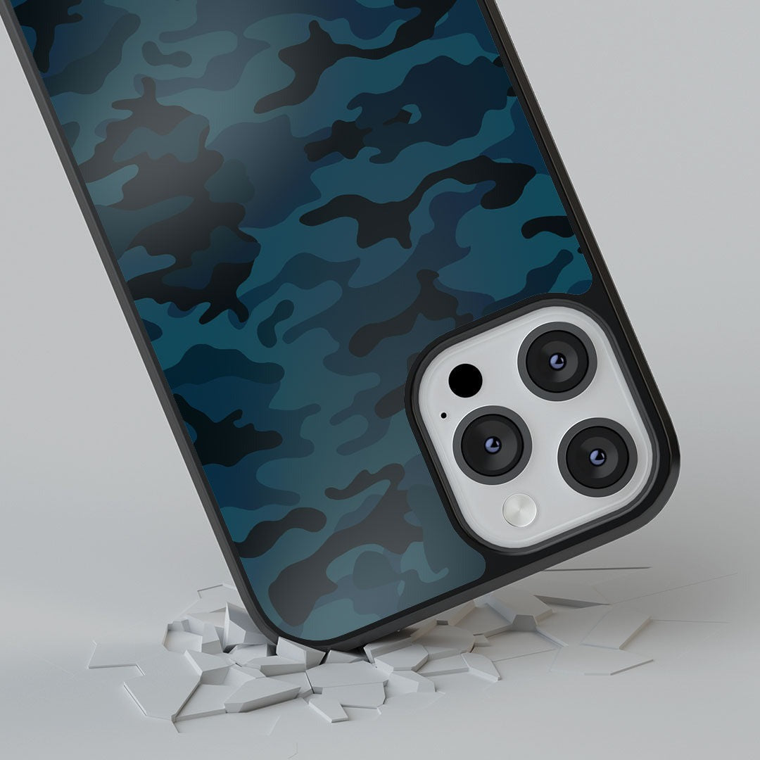 Camo Army Blue Glass iPhone Case for iPhone 12 | Macmerise