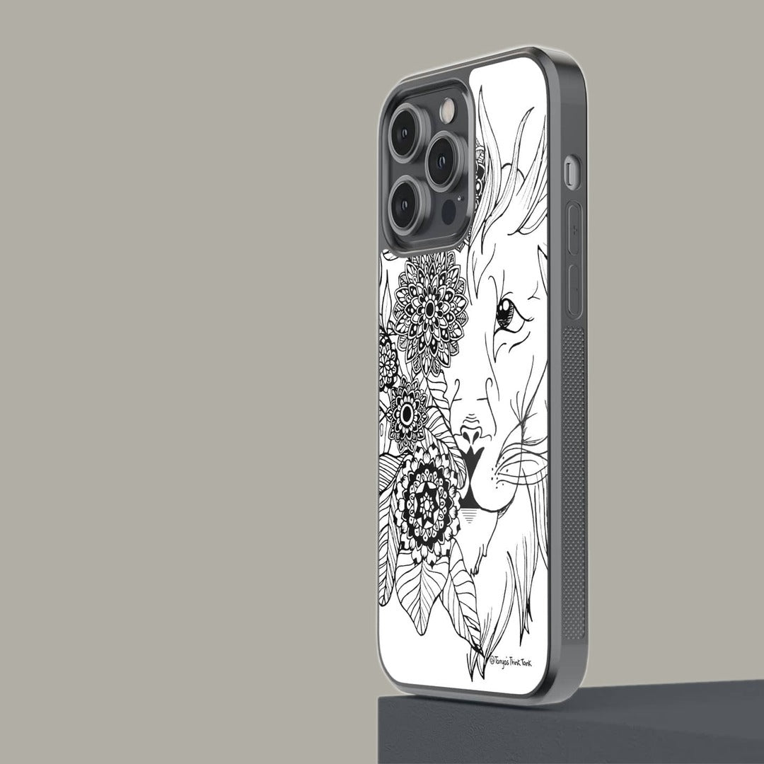 Lion Black Glass iPhone Case for iPhone 14 Pro Max | Macmerise