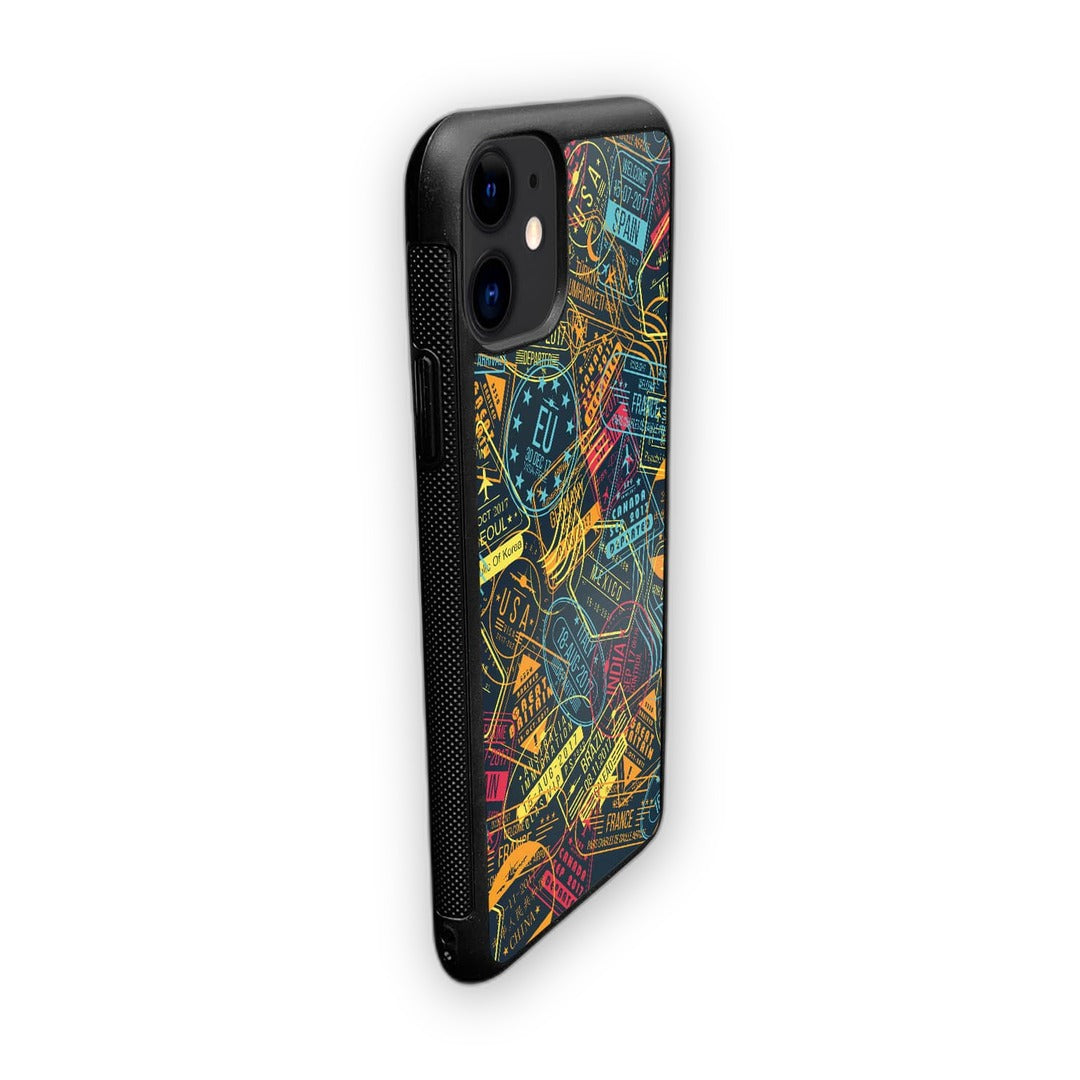 Immigration Stamps Neon Glass iPhone Case for iPhone 11 | Macmerise