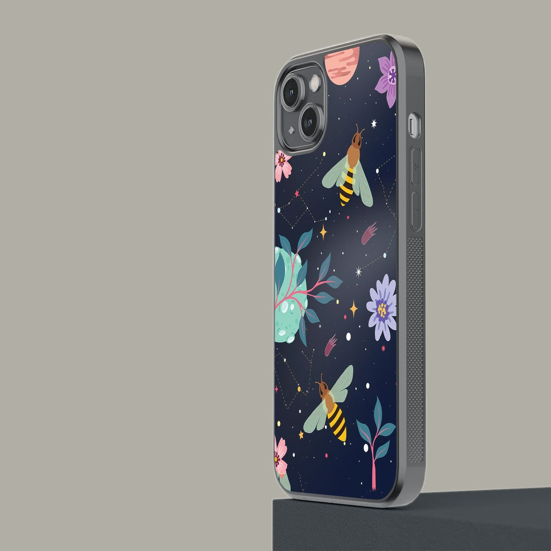 Space Bees Glass iPhone Case for iPhone 14 Plus | Macmerise