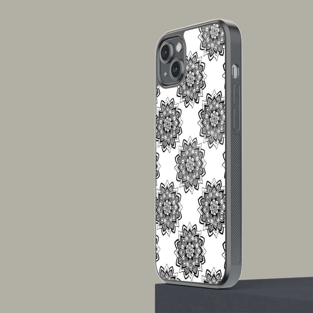 Mandala Black Glass iPhone Case for iPhone 14 Plus | Macmerise