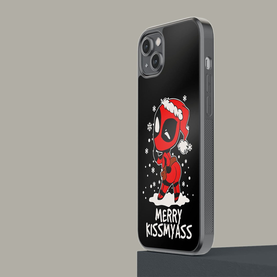 Merry Deadpool Glass iPhone Case for iPhone 14 Plus | Macmerise