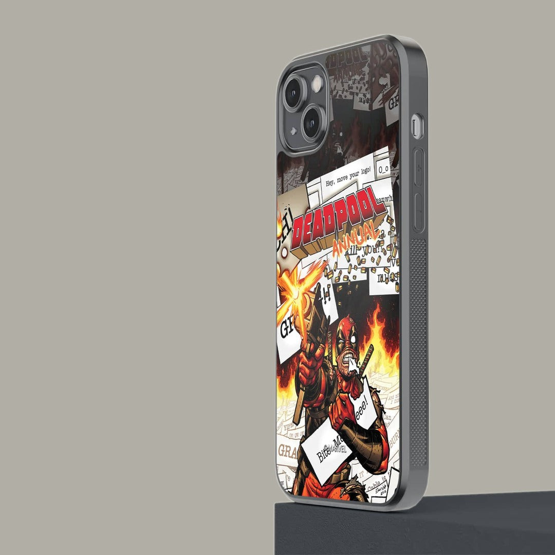 Comic Deadpool Glass iPhone Case for iPhone 14 Plus | Macmerise