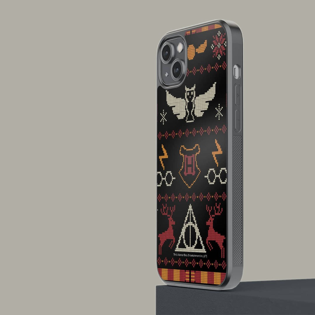 Harry Potter Christmas Pattern Glass iPhone Case for iPhone 14 Plus | Macmerise